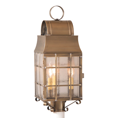 Country LightingOUTDOOR COLONIAL POST LANTERN Handcrafted Weathered Brass with Handmade BarsbrasscolonialSaving Shepherd