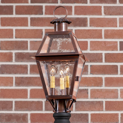 Outdoor LightTOWN CRIER OUTDOOR POST LIGHT - Solid Antique Copper 3 Bulb Lanternantique coppercopperSaving Shepherd