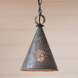 Chandeliers & Ceiling FixturesSTURBRIDGE PENDANT - Punched Tin Witch's Hat Cone Down Lightceiling lightcountry lightingSaving Shepherd
