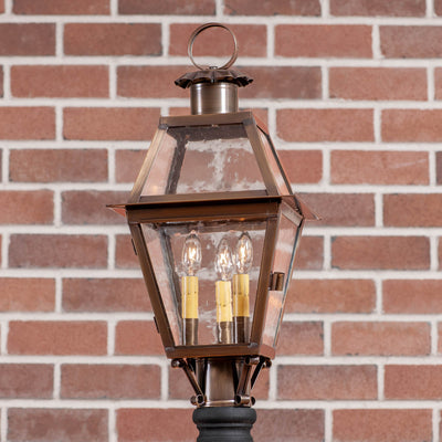 Outdoor LightTOWN CRIER OUTDOOR POST LIGHT - Solid Weathered Brass with 3 BulbsbrassoutdoorSaving Shepherd