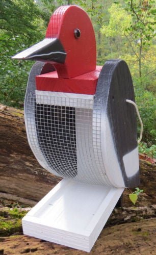 Bird FeederREDHEADED WOODPECKER BIRD FEEDER - Large Solid Wood USA Handmadebirdbird feederSaving Shepherd