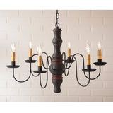PRIMITIVE WOODSPUN CHANDELIER Handcrafted 6 Arm Rustic Colonial Ceiling Light