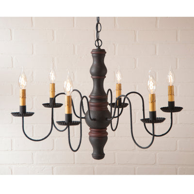 PRIMITIVE WOODSPUN CHANDELIER Handcrafted 6 Arm Rustic Colonial Ceiling Light