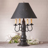 Large Bradford Table Lamp with Punched Tin Shade in 5 Distressed Finishes