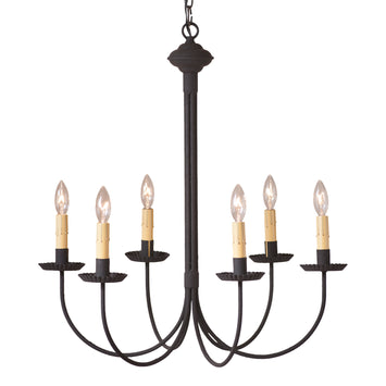 Chandeliers & Ceiling Fixtures6 Arm GRANDVIEW CHANDELIER - Textured Black with Ecru Sleeves CandelabracandelabrachandelierSaving Shepherd