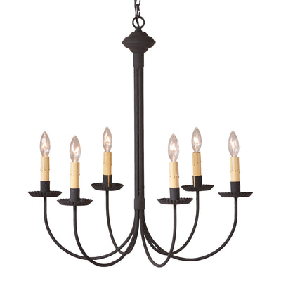 Chandeliers & Ceiling Fixtures6 Arm GRANDVIEW CHANDELIER - Textured Black with Ecru Sleeves CandelabracandelabrachandelierSaving Shepherd