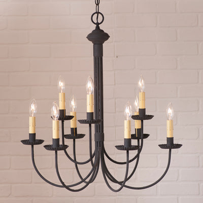 Chandeliers & Ceiling Fixtures9 Arm GRANDVIEW CHANDELIER - 2 Tier Textured Black with Ecru SleevescandelabrachandelierSaving Shepherd