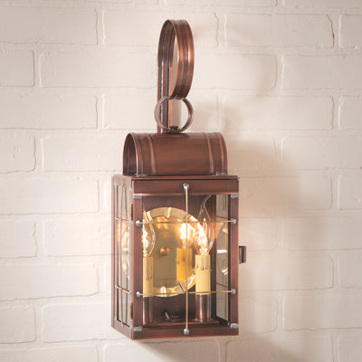 Country LightingDOUBLE COLONIAL WALL LANTERN Antique Copper Dual Candle Sconce Handcrafted in USAaccentaccent lightingSaving Shepherd