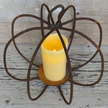 Candle Holders & AccessoriesWROUGHT IRON PUMPKIN CENTERPIECE Rusty 3 - D Pillar Candle HolderSALESaving Shepherd