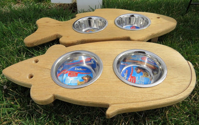 Handcrafted for PetsCAT FEEDER - Fish or Mouse Shaped Elevated Food & Water Stationamish handmadeCatSaving Shepherd