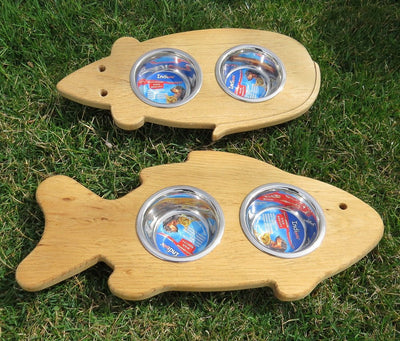 Handcrafted for PetsCAT FEEDER - Fish or Mouse Shaped Elevated Food & Water Stationamish handmadeCatSaving Shepherd