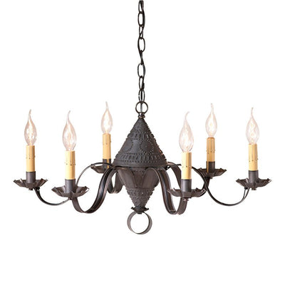 Chandeliers & Ceiling Fixtures27 Inch "CONCORD" CHANDELIER - 6 Arm Punched Tin Candelabra USAcandlecandlesSaving Shepherd