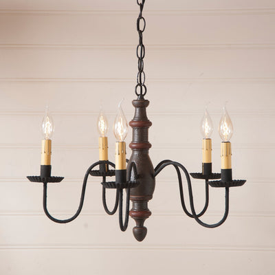 Country Lighting"COUNTRY INN" WOODSPUN CHANDELIER in 6 Primitive Americana FinishesCandelabraCandleSaving Shepherd