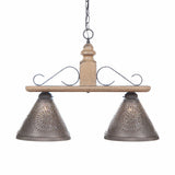 Country LightingWELLINGTON MEDIUM ISLAND BAR LIGHT Wood & Iron with Punched Tin Shadesbarbar lightSaving Shepherd