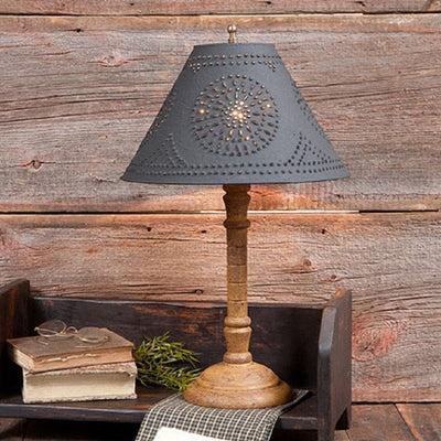 Country LightingWOOD and PUNCHED TIN "GATLIN" TABLE LAMP in Heavily Distressed Crackle Finishesaccent lightcountry lightingSaving Shepherd
