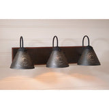 Country Lighting"CRESTWOOD" VANITY LIGHT Wood & Metal with 3 PUNCHED TIN Lamp ShadesbathroombathroomvanitySaving Shepherd