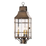 Outdoor LightSTENTON OUTDOOR POST LIGHT - Solid Weathered Brass with 3 BulbsbrasslanternSaving Shepherd