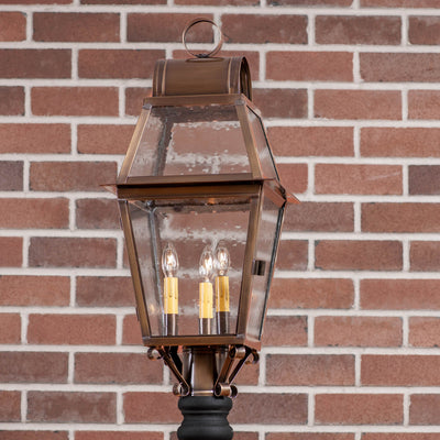 Outdoor LightINDEPENDENCE OUTDOOR POST LIGHT - Solid Weathered Brass with 3 Bulbsoutdooroutdoor lampSaving Shepherd