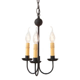 Country LightingSMALL WESTFORD 3 Arm IRON CHANDELIER Handcrafted Colonial Light - 2 FinishesCandlecandlesSaving Shepherd