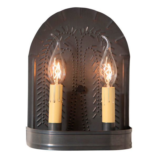 SconceDouble Metal Wall Sconce with Willow in Kettle Blackcountry lightingsconceSaving Shepherd
