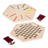 AGGRAVATION & CHECKERS Wood Game Board Double Sided- Amish Handmade with Marbles