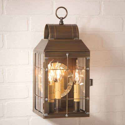 Country LightingOUTDOOR LANTERN SCONCE LIGHT Handcrafted Weathered Brass Colonial Wall Lamp with Handmade BarscandlecolonialSaving Shepherd