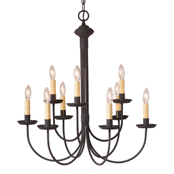 Chandeliers & Ceiling Fixtures9 Arm GRANDVIEW CHANDELIER - 2 Tier Textured Black with Ecru SleevescandelabrachandelierSaving Shepherd