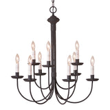 9 CANDLE GRANDVIEW CHANDELIER - 2 Tier Textured Black with Gray Sleeves