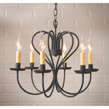 Country Lighting6-ARM LARGE GEORGETOWN WROUGHT IRON HEART CHANDELIER 6 Candle Primitive Country Ceiling LightcandelabracandleSaving Shepherd