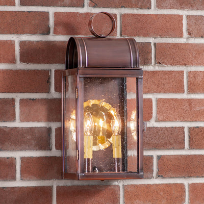 Outdoor LightTOWN LATTICE OUTDOOR WALL LIGHT - Solid Antique Copper 2 Bulb Lanternantique coppercopperSaving Shepherd