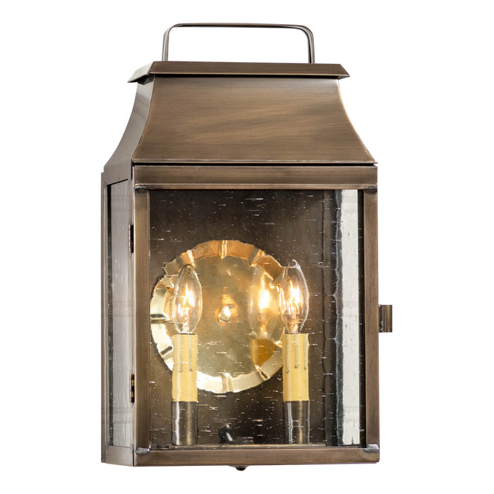 VALLEY FORGE OUTDOOR WALL LANTERN - 2 Light Solid Weathered Brass