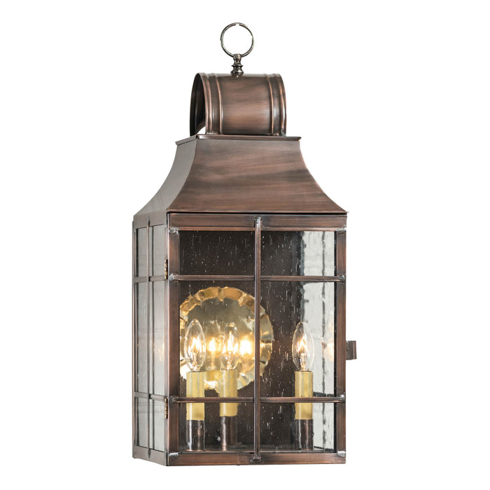 STENTON OUTDOOR WALL LIGHT - Solid Antique Copper 3 Bulb Lantern