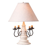 HARRISON COLONIAL TABLE LAMP with 17" Ivory Linen Fabric Shade - 5 Distressed Finishes USA