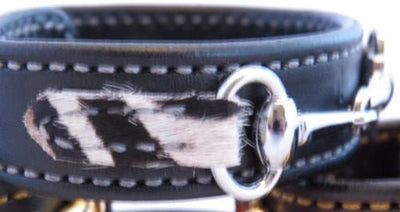 Handtooled LeatherLEATHER HORSE BIT BRACELET Black & Faux Fur Zebra Print with Silver Equestrian SnaffleAmerican MadeAmishSaving Shepherd