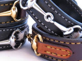 Handtooled LeatherLEATHER HORSE BIT BRACELET Bordeaux & Chestnut with Brass Equestrian SnaffleAmerican MadeAmishSaving Shepherd