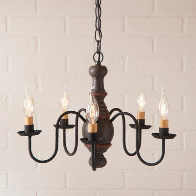 Country Lighting5 ARM LANCASTER WOODSPUN CHANDELIER Handcrafted Candelabra Ceiling LightamericanaAmishSaving Shepherd