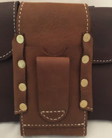 Handtooled LeatherHANDMADE LEATHER PHONE CASE WITH WALLET Light Brown w/ Stud Closure MADE in USAAmishAppleSaving Shepherd