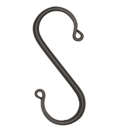 6 Wrought Iron S Hooks - 4" Hand Forged with Scrolls (Set of Six)