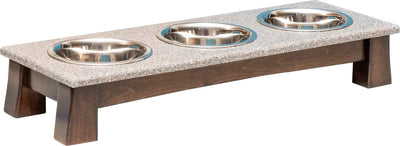 Handcrafted for PetsTRIPLE Dish MODERN ELEVATED DOG FEEDER - Brown MAPLE Wood with CORIAN Top and BowlsDogdog bowlSaving Shepherd