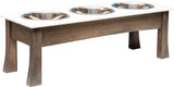 Handcrafted for PetsTRIPLE Dish MODERN ELEVATED DOG FEEDER - Brown MAPLE Wood with CORIAN Top and BowlsDogdog bowlSaving Shepherd