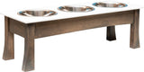 TRIPLE Dish MODERN ELEVATED DOG FEEDER - Brown MAPLE Wood with CORIAN Top and Bowls