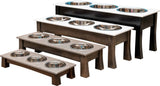 Handcrafted for PetsTRIPLE Dish MODERN ELEVATED DOG FEEDER - Brown MAPLE Wood with CORIAN Top and BowlsDogdog bowlSaving Shepherd