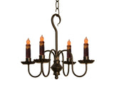 Country LightingCOLONIAL "PEPPERMILL" METAL CANDLE CHANDELIER - 4 Arm Candelabra Handmade in USAceiling lightchandelierSaving Shepherd