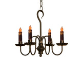 COLONIAL "PEPPERMILL" METAL CANDLE CHANDELIER - 4 Arm Candelabra Handmade in USA