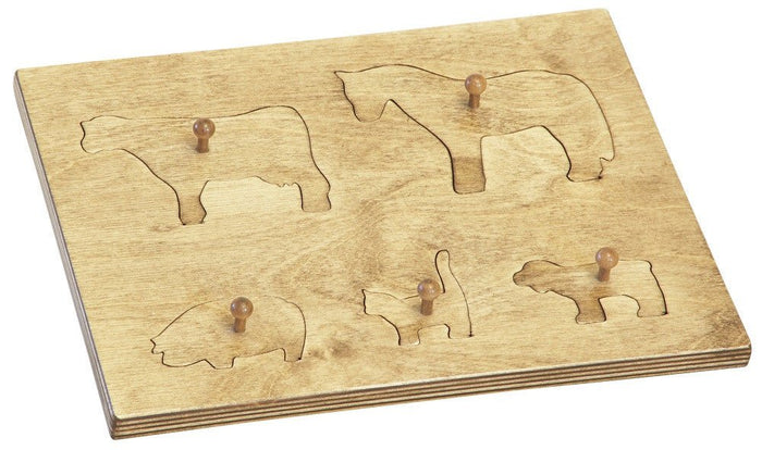 WOOD PUZZLE BOARD with Farm Animals Amish Handmade Children's Toy