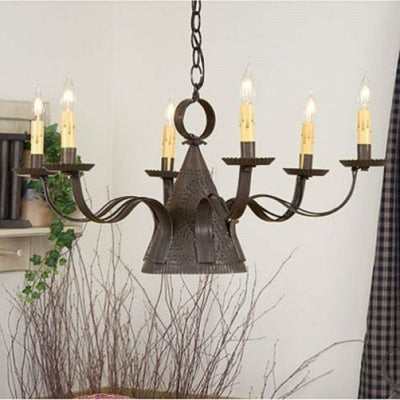 Country Lighting3-Way MADISON CHANDELIER Large Primitive Punched Tin WITCH HAT DesigncandelabracandleSaving Shepherd