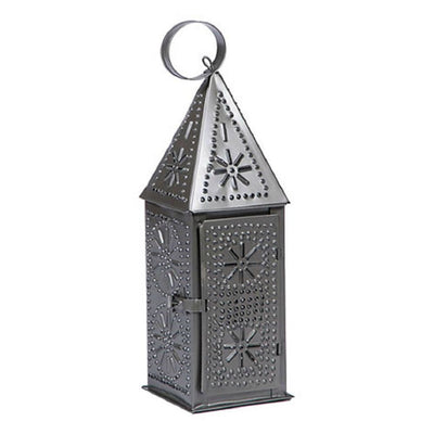 PrimitivesPAIR (2) of PUNCHED TIN STEEPLE LANTERNS Colonial Candle Holder Set in Smokey Black Finishaccent lightaccent lightingSaving Shepherd