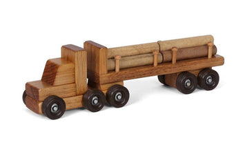 Wooden & Handcrafted ToysLOG TRACTOR TRAILER TRUCK - Amish Handmade Wood Toy with LogsAmishchildrenSaving Shepherd
