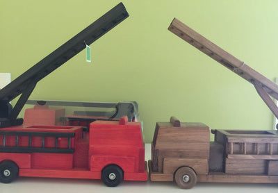 Wooden & Handcrafted ToysLARGE RED FIRE ENGINE - Handmade Working Ladder Rescue TruckAmishchildrenSaving Shepherd