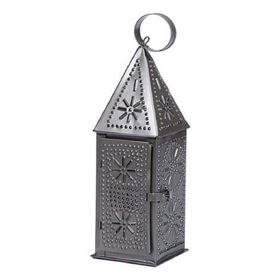 PrimitivesPAIR (2) of PUNCHED TIN STEEPLE LANTERNS Colonial Candle Holder Set in Smokey Black Finishaccent lightaccent lightingSaving Shepherd